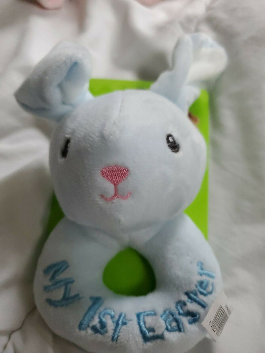Happy Go Fluffy- "My First Easter" Soft Baby Rattle Blue