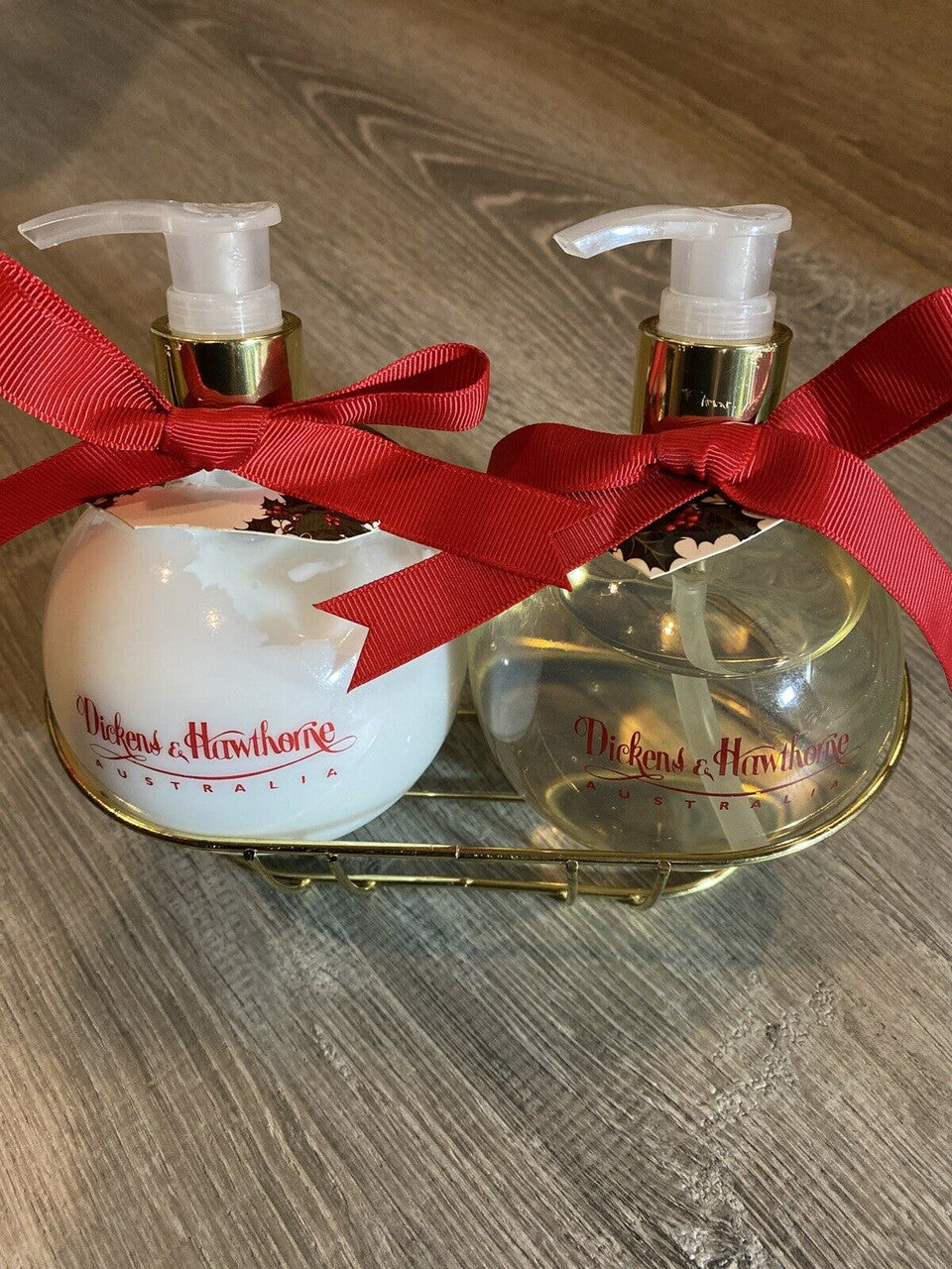 Hand Soap & Lotion Dickens & Hawthorne 13 Oz Each w/ Metal Tray CARAMELIZED PEAR
