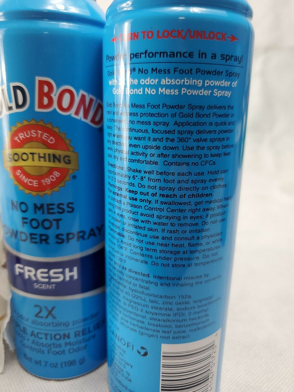 2 Pack Gold Bond No Mess Foot Powder Spray Fresh 7 Oz Each