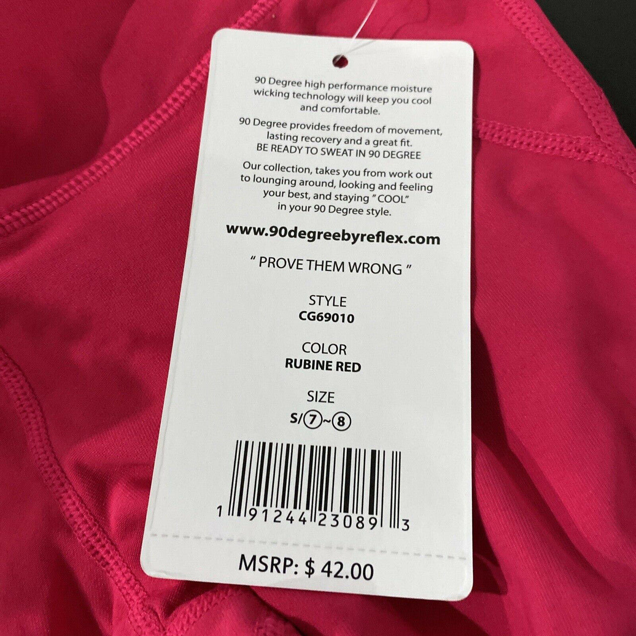 90 Degree Prove Them Wrong Girls S (7/8) Rubine Red Fishnet Tape Capri Joggers