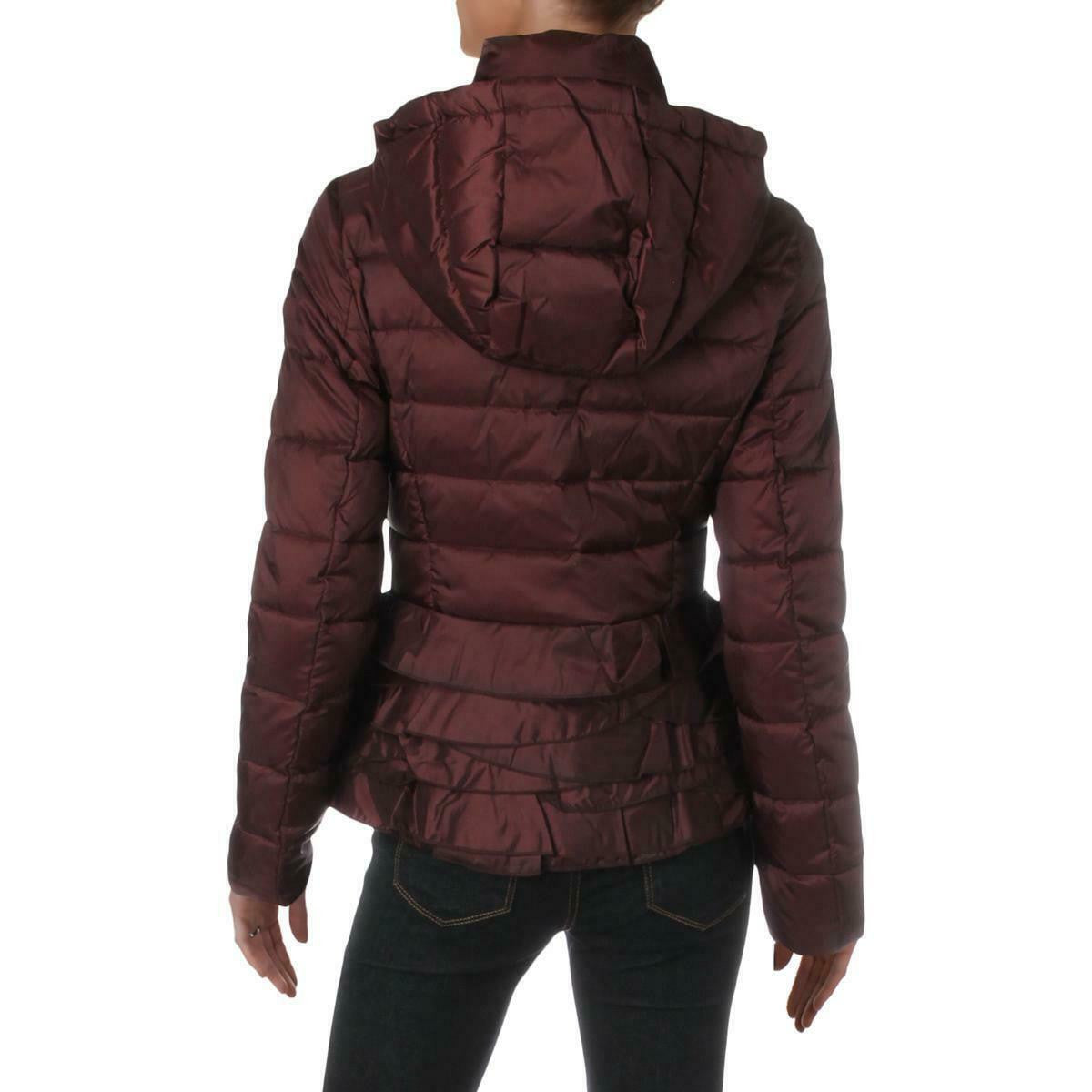 T Tahari womens Lightweight Short Puffer Coat Jacket Zoey Ruffle Packable 2XL