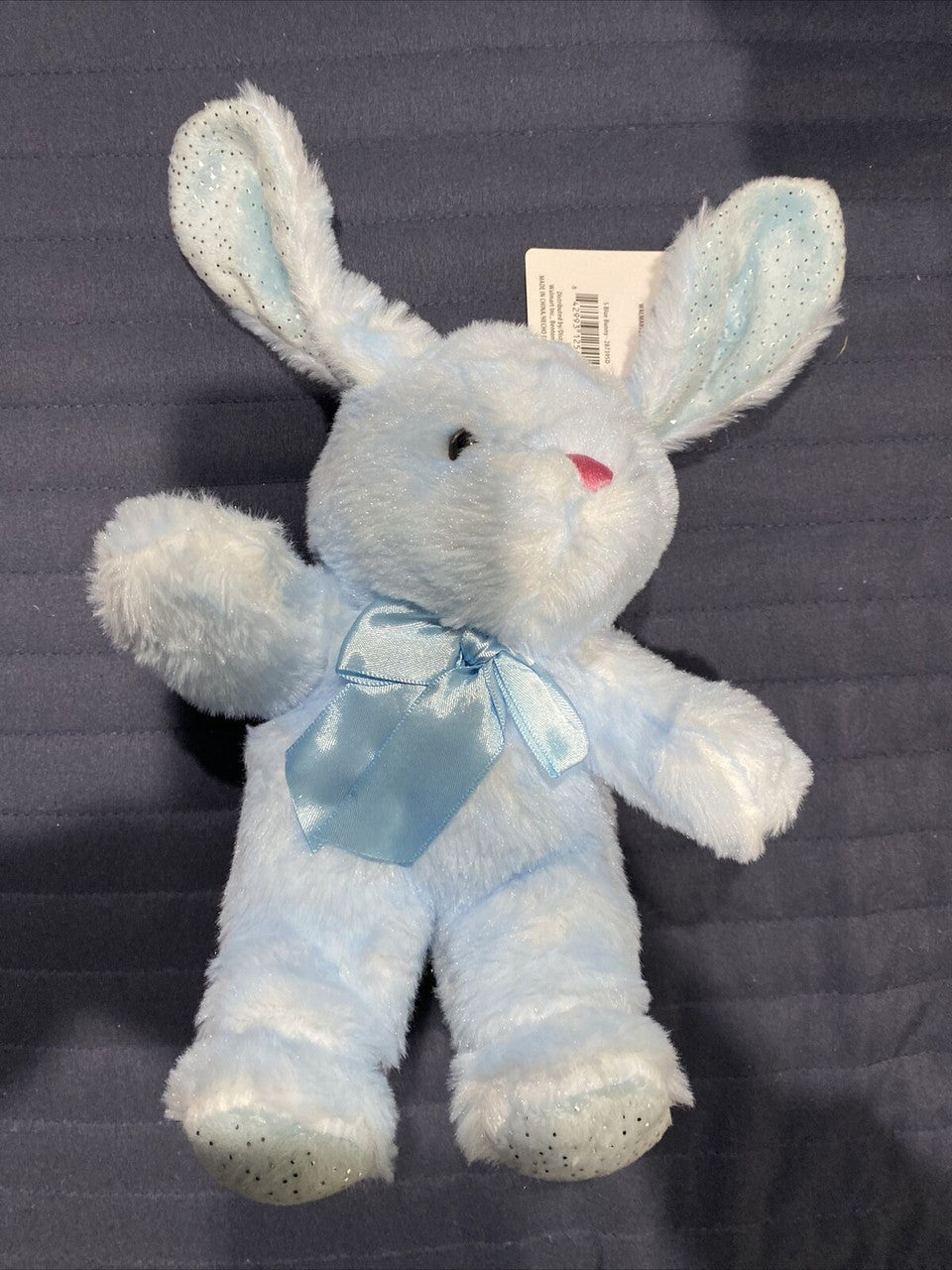 Light Blue W Glitter Plush Bunny Rabbit 10”