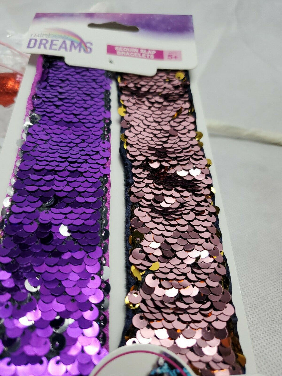 RAINBOW DREAMS Sequin Slap Bracelets Party Kids Girls Bling 2 PCs