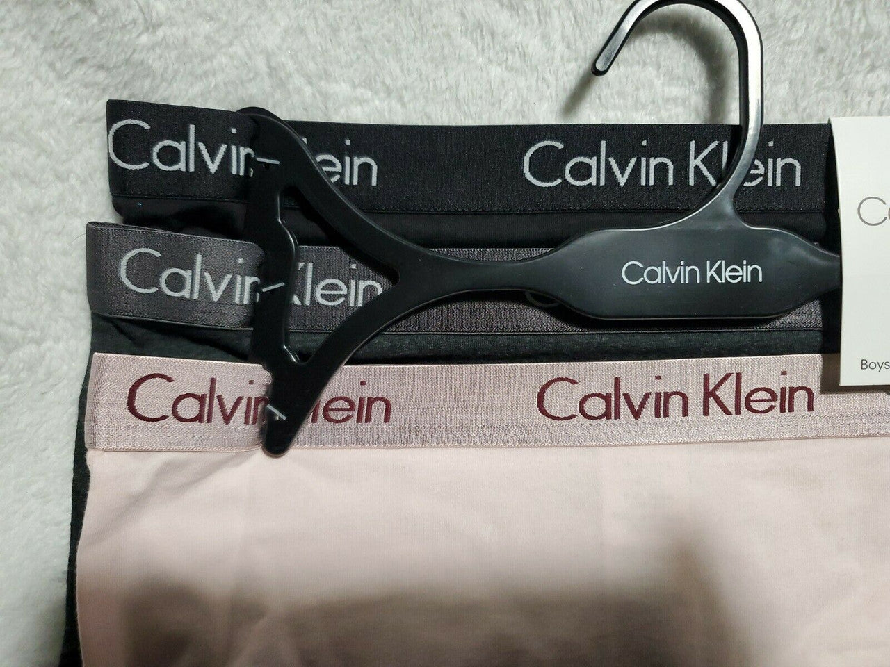 Calvin Klein 3 Pack Black Gray Heather Boyshort Panties Small