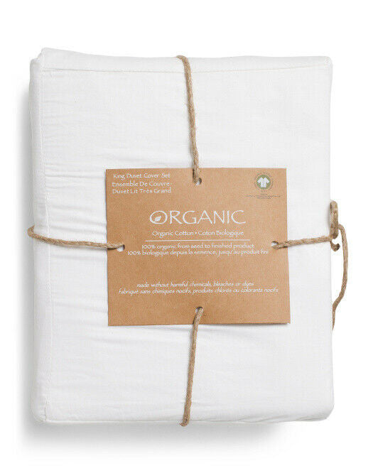 organic organic cotton solid duvet set full / queen WHITE