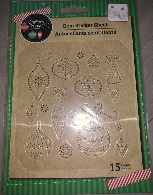 Crafters square gem sticker sheet Christmas 15 PCs