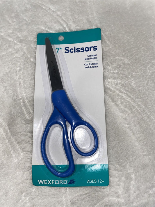WEXFORD 7" Scissors Ages 12+ Stainless Blades  Blue