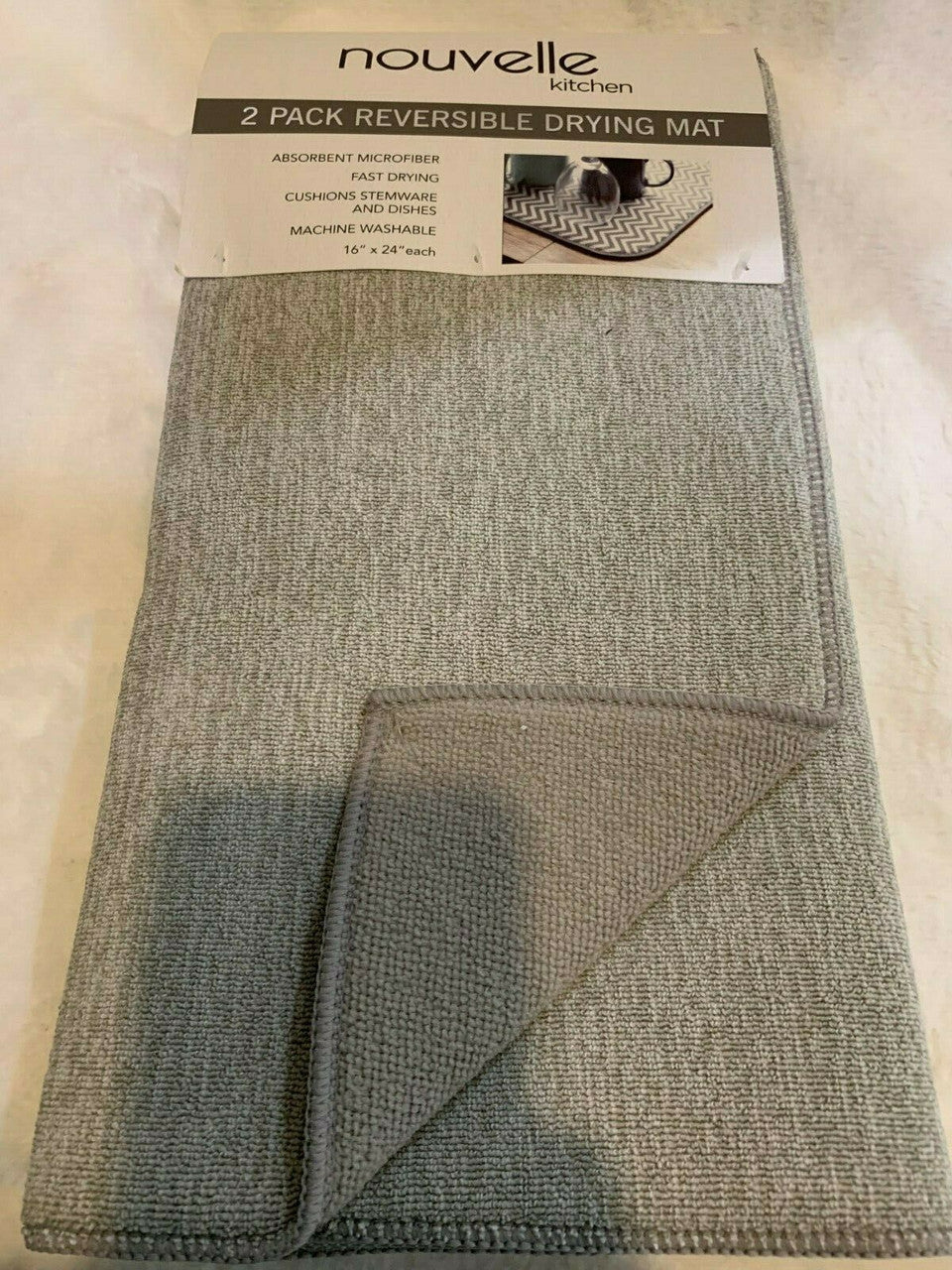 Nouvelle Kitchen Utensils Dish Drying Mat 2 pcs Reversible Microfiber VARIATIONS