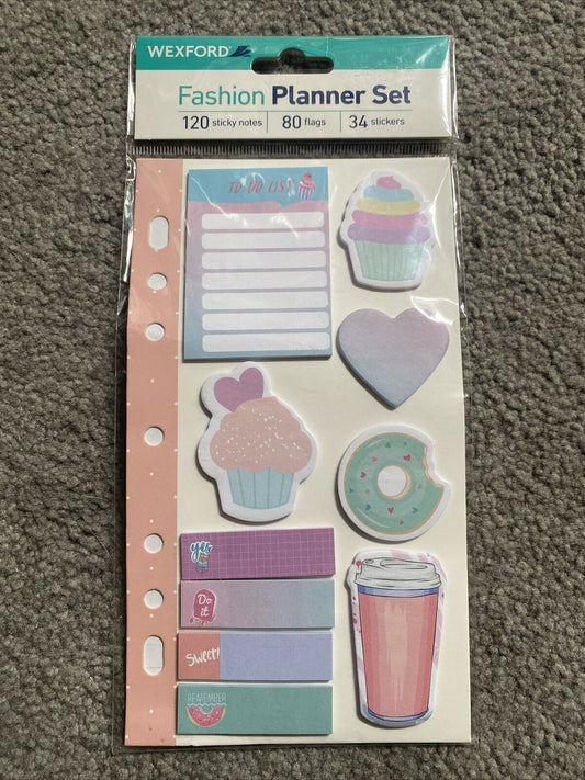Wexford Fashion Planner Set Lot of 2 Notes,Gold,Coffee,Donuts & Sweets STICKERS!