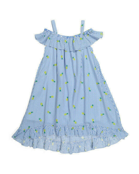 TOMMY BAHAMA Girls Pineapple Hi-lo Cold Shoulder Dress Size 8