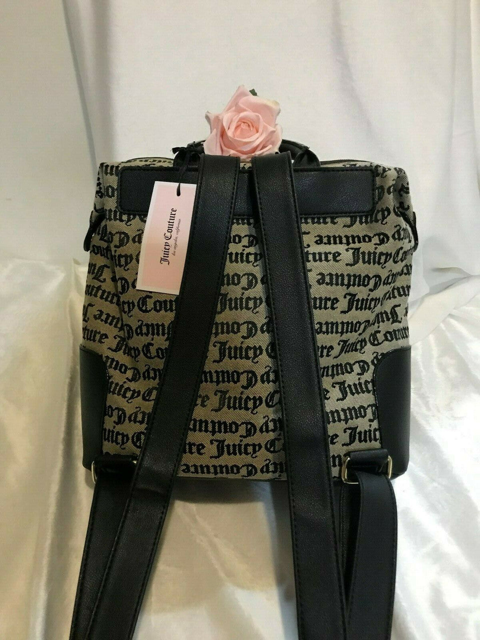 Juicy Couture Popout Logo & Heart Mini Backpack Black/Beige/Red