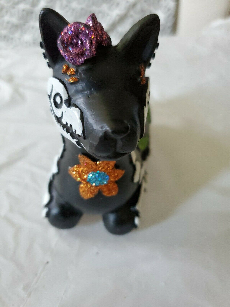 Day of The Dead Llama Resin Halloween Deco Figurine Purple/Blue/Green/Glitter