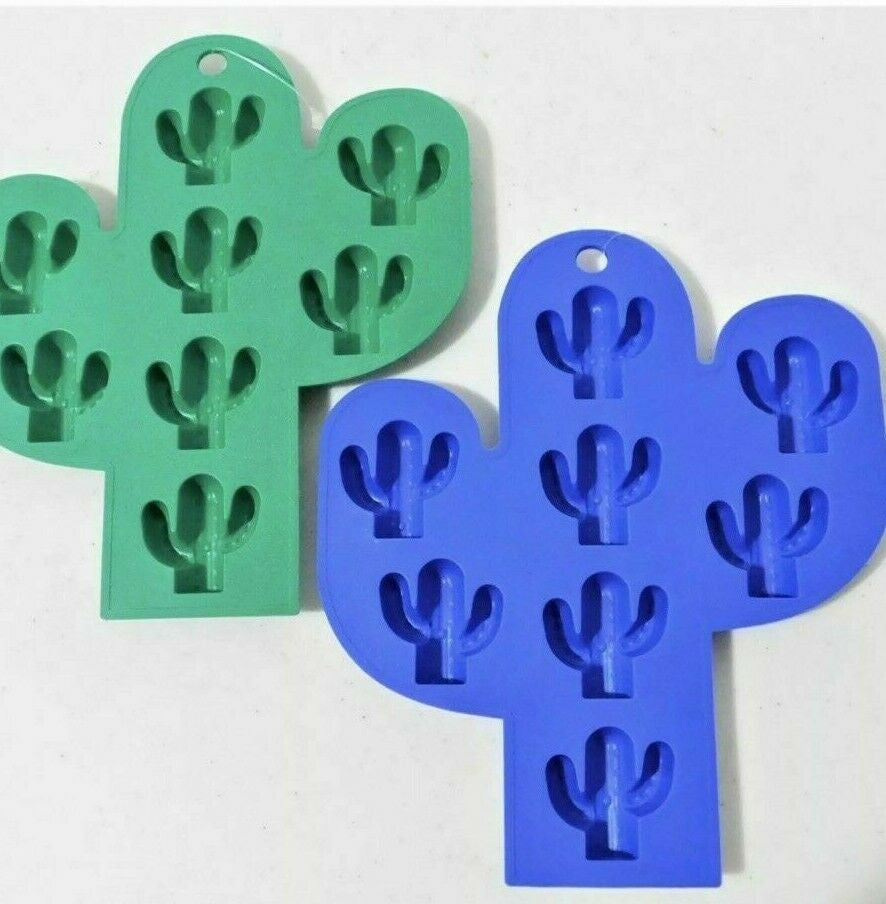 Cactus Ice Mold Tray Blue Green Mainstays Summer Party Lot of 2