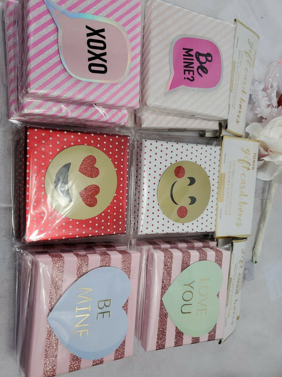 Gift Card Holder Box Lot of 8 for Birthday Valentines Holiday 4in×4in boxes