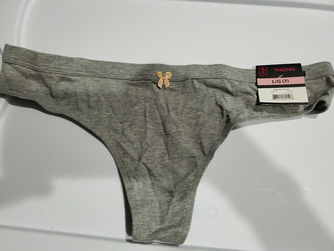 No Boundaries Women Cotton Thong Panty Gray Heather  L /G ( 7 )