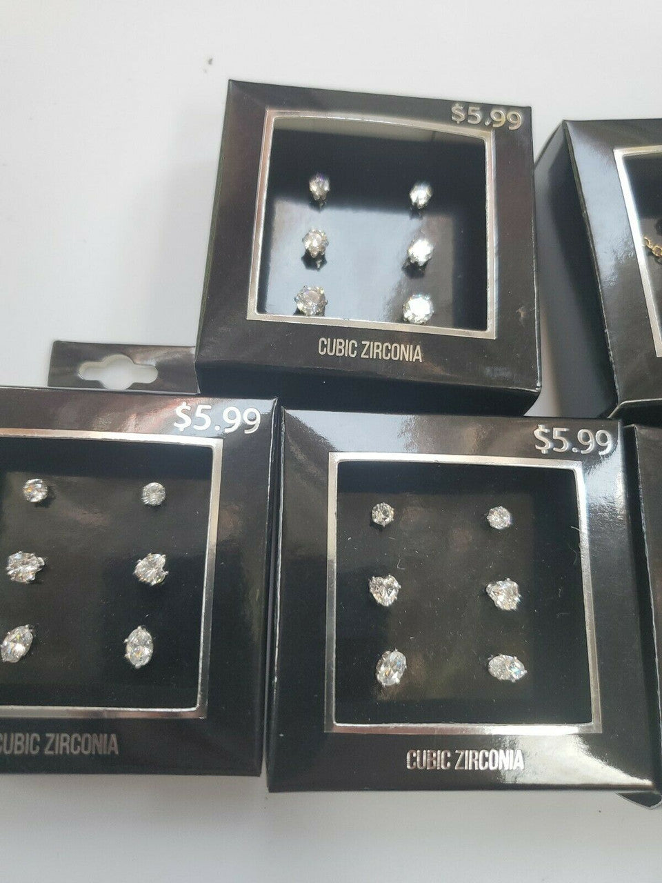 Cubic Zirconia Crystal Round Necklace Earrings Costume Jewelry Sets of 6pc