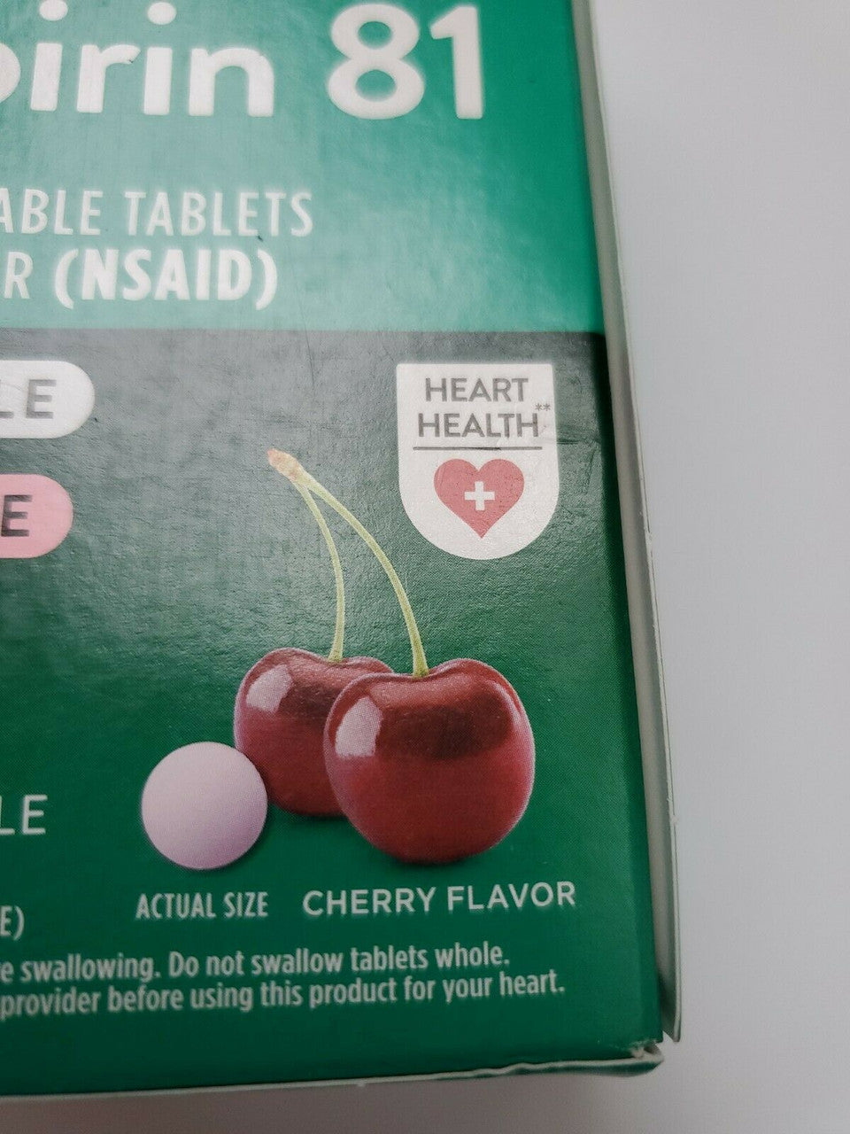 Walgreens Value Size Aspirin 81 mg NSAID Chewable Cherry Flavor Exp 2023