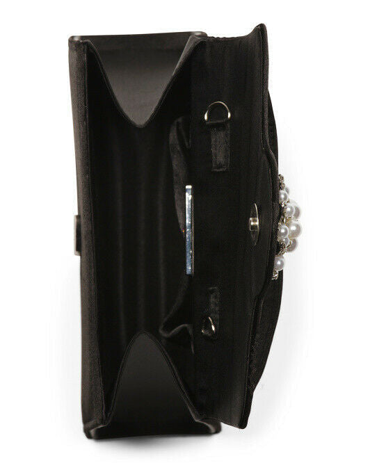 NINA Satin Lady Bag With Pearl Ornament black
