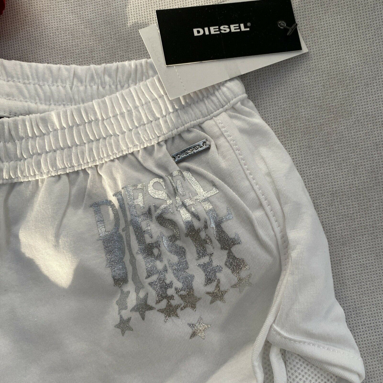 Diesel little Girls Pull on mesh Shorts 6x white silver