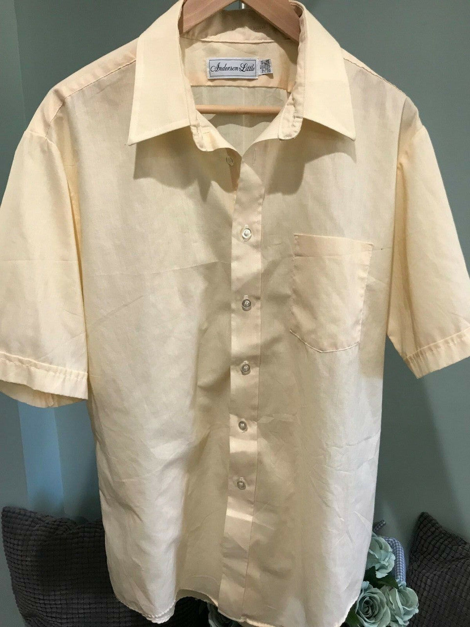 vintage 70s ANDERSON LITTLE light yellow short sleeve SHIRT 17 11 49 Large?