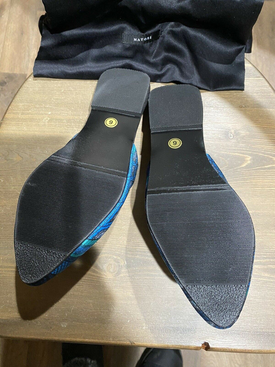 Natori Empress Black / Harbor Blue Slippers Velvet Philippines Size 6 Turquoise-2