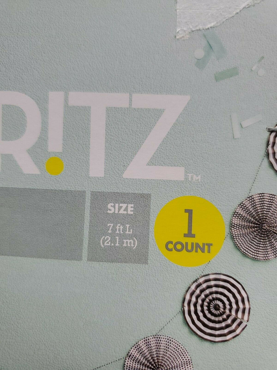 Spritz Garland Paper Fans Black White 7 feet Long Lot of 2 pieces