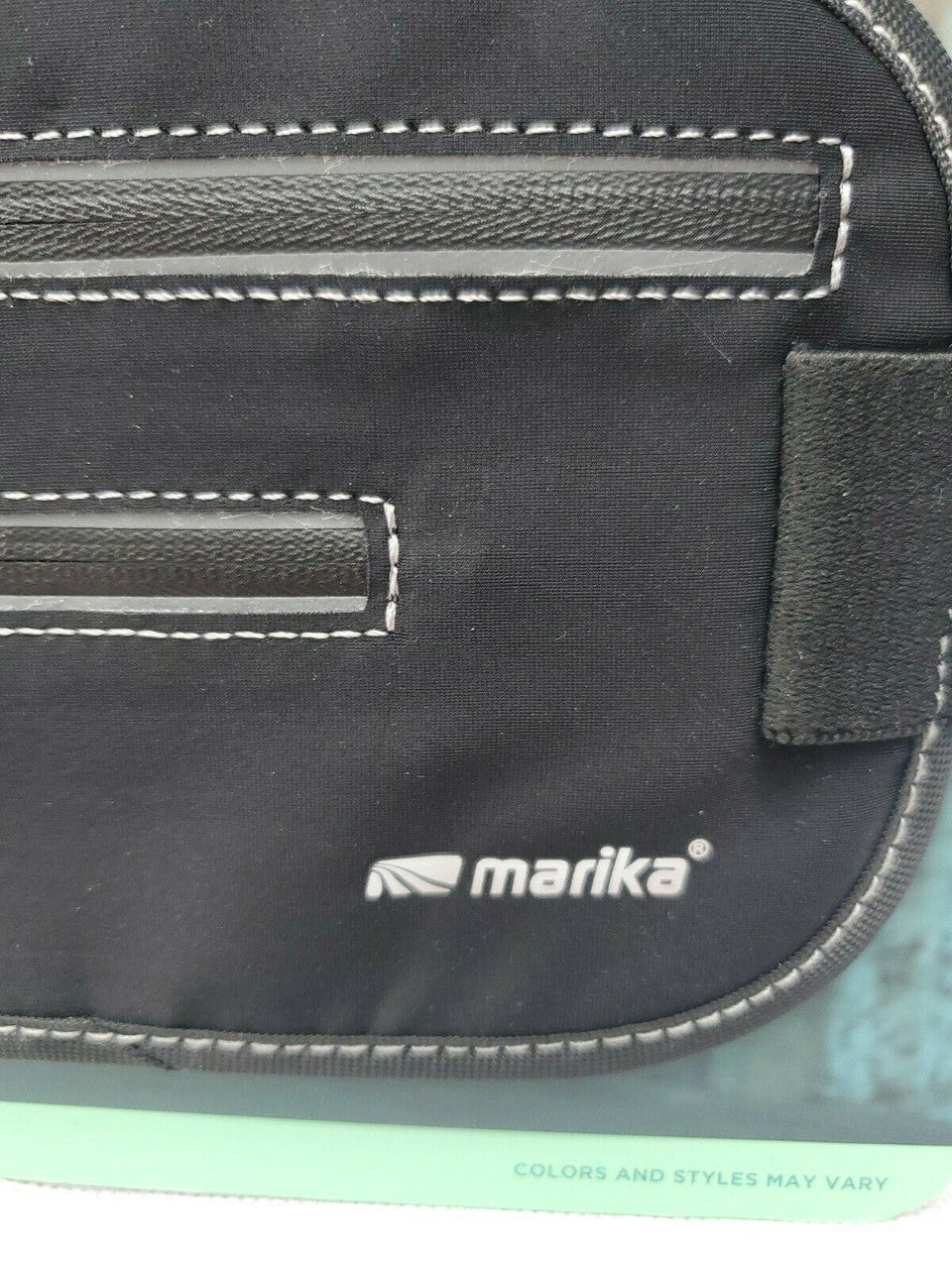 MARIKA Black Double Zip Waist Pack Reflective One Size Fits Most (24"-36")