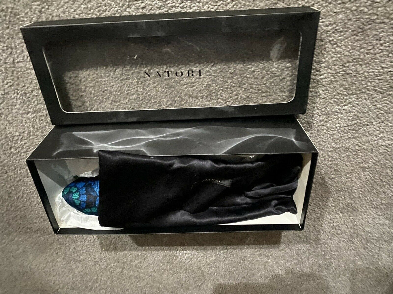 Natori Empress Black / Harbor Blue Slippers Velvet Philippines Size 6 Turquoise-2