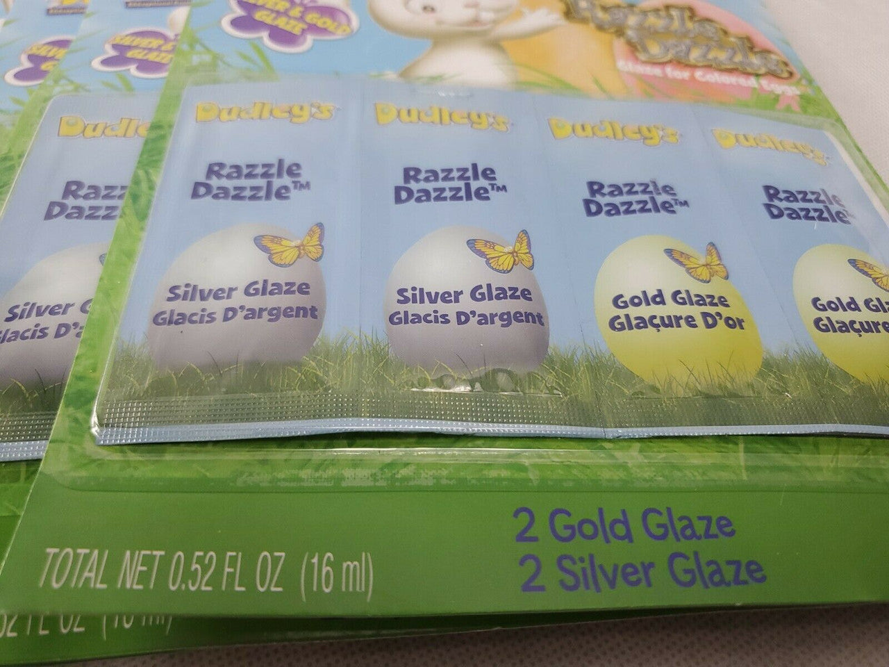 DUDLEYS Gold &Silver Glaze For Colored Eggs Razzle dazzle food safe  Lot of 4