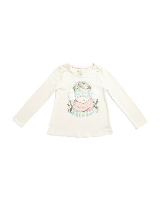 CYNTHIA ROWLEY Little Girls Ski Girl Long Sleeve Top Size 5/6 White