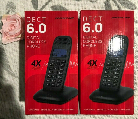 2 Packard Bell DECT6.0 Cordless Phones Hands Free w/ Intercom System