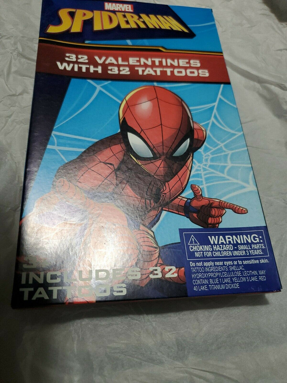 Marvel Spider-Man 32 Count Valentines Cards With Tattoos