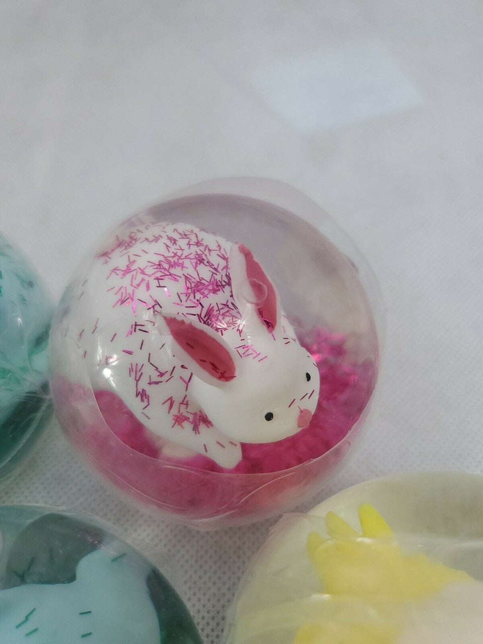 Happy Go Fluffy Light Up Bouncy Balls for Kids, Set of 5 LED Bouncing Easter