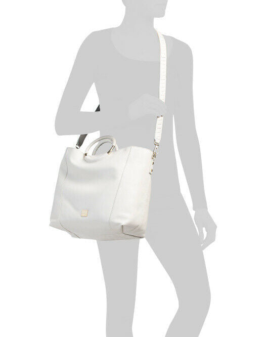 KOOBA Leather Tote With Crossbody Strap Nevis Tote Gardenia lacing gun metal