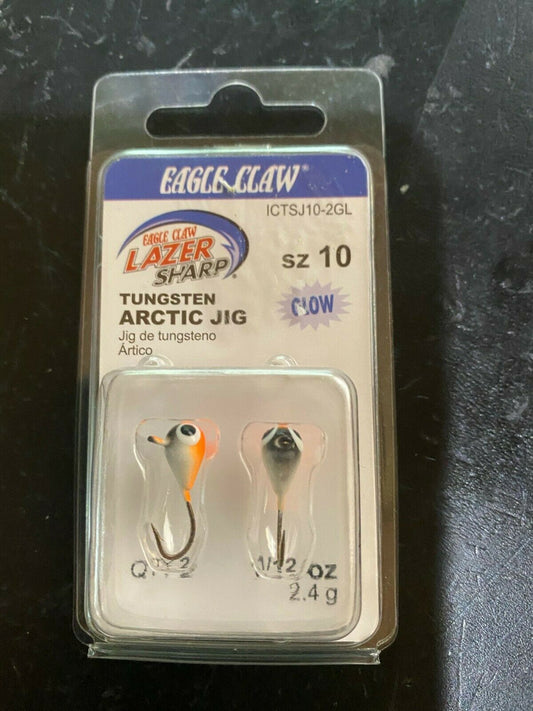Eagle Claw Lazer Sharp Tubgsten Arctic Jig Sz 10 Glow ICTSJ10-2GL