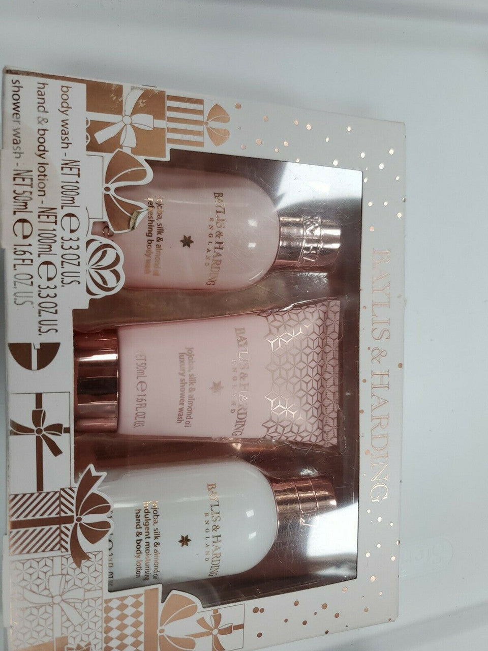 3 Baylis & Harding ENGLAND Jojoba Silk Almond Oil Shower Body Hand Wash Gift Set
