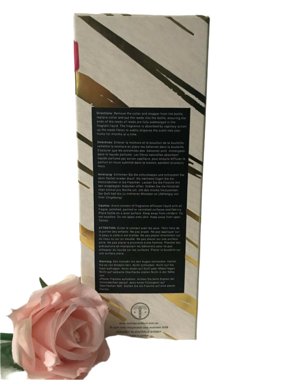 100ml Salted Caramel reed diffuser with reeds by Sydney Candle Co., perfect for home fragrance and gifting.