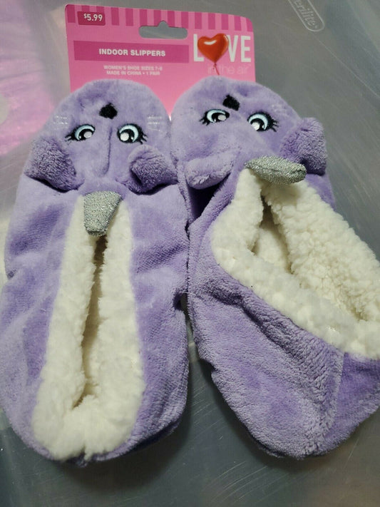 Love in the Air Soft PURPLE Indoor Slippers GIRLS woman Shoe Size 7 -8