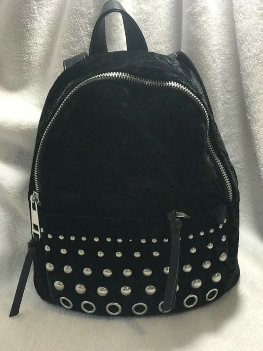Madden Girl Black Velvet Backpack with silver studs