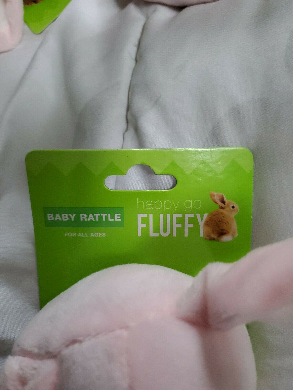 Happy Go Fluffy- "My First Easter" Soft Baby Rattle Pink