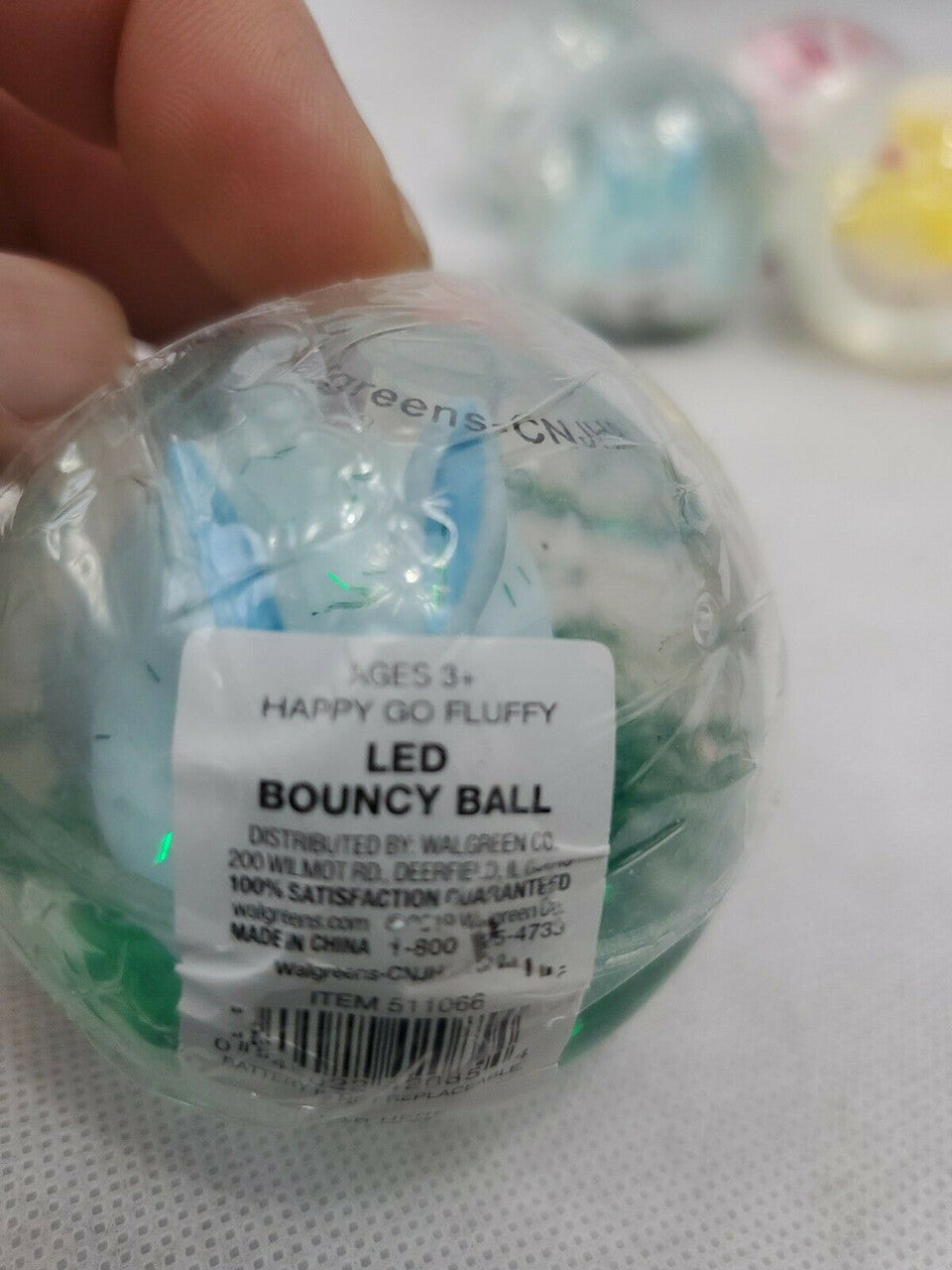 Happy Go Fluffy Light Up Bouncy Balls for Kids, Set of 5 LED Bouncing Easter