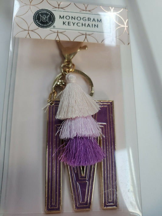 Monogram Keychain Modern Expressions Letter M Purple