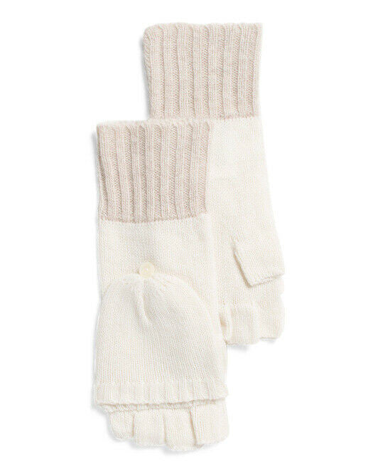 Convertible Fingerless Cashmere Gloves MAX STUDIO Sweet Vanilla  / Oatmeal OS