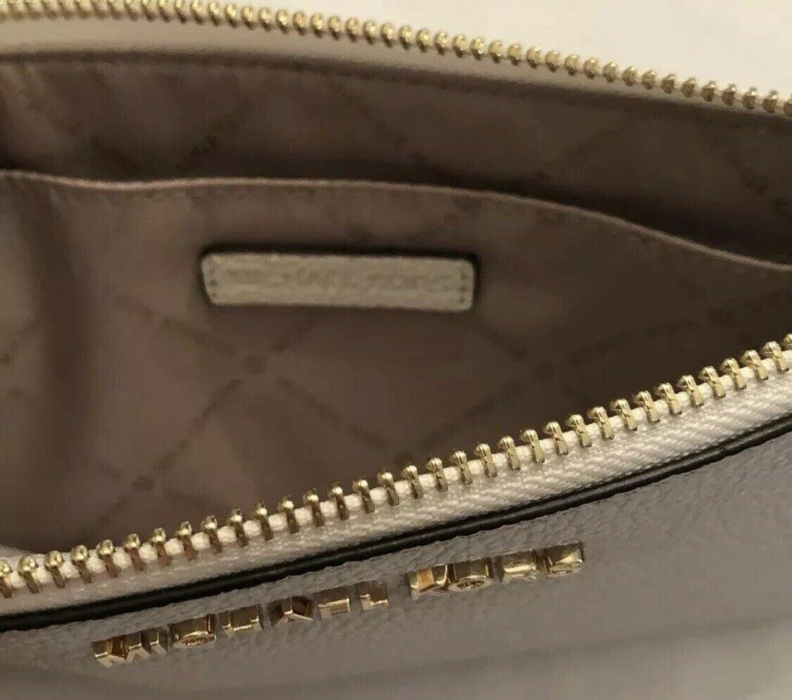 Michael Kors MK Jet Set LG Clutch Zip Wristlet Wallet Vanilla Leather Gift