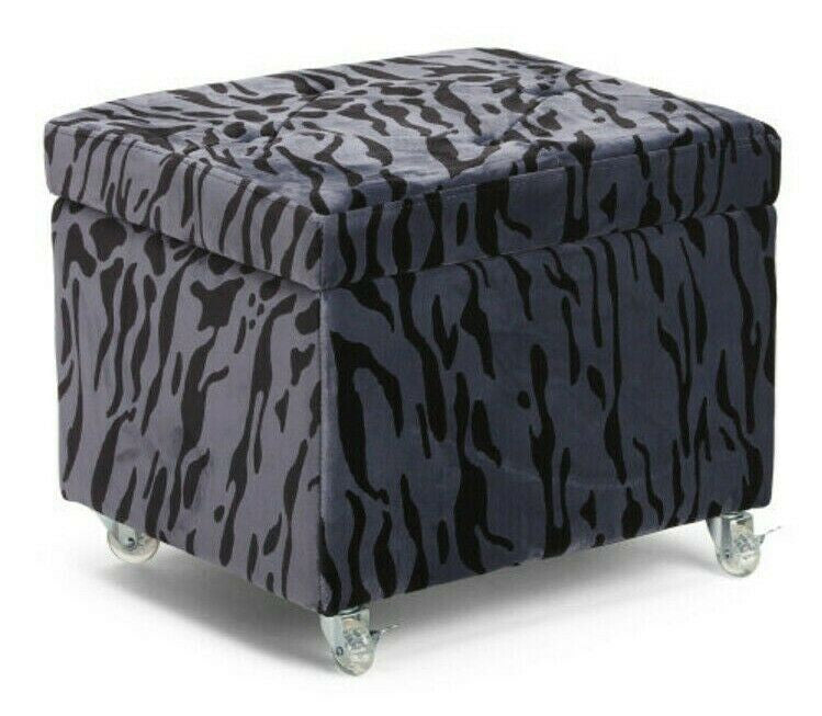 TAINOKI Fae Filing Ottoman Black and Blue tiger cheetah pattern