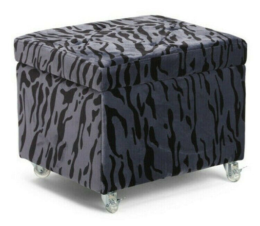 TAINOKI Fae Filing Ottoman Black and Blue tiger cheetah pattern
