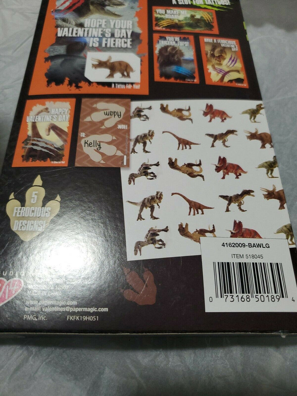 DINO 20 Count Valentines Cards With 20 Tattoos