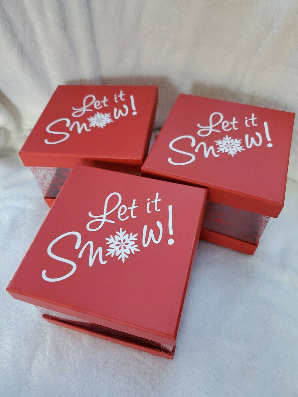 Let it Snow Box  Christmas Gift Boxes Winter Holiday New Year  Lot of 3