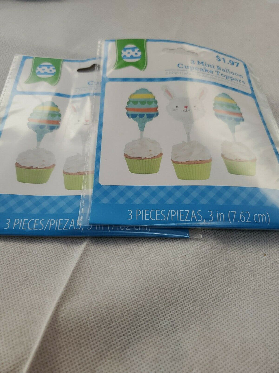 Mini Balloon Cupcake Toppers Easter Bunny Egg 3 Pack Lot of 2 Colorful