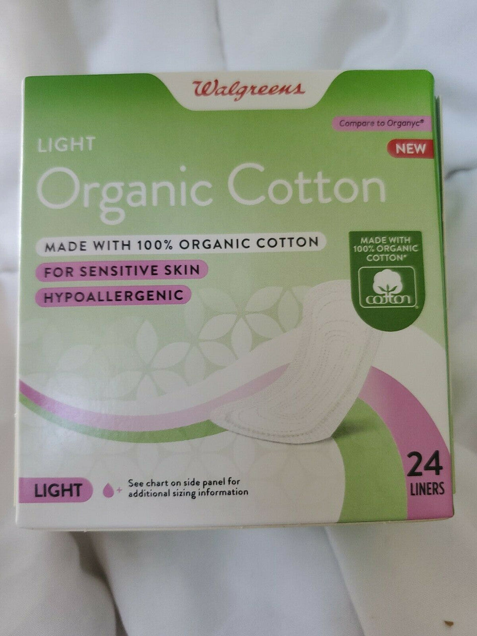 Light Organic Cotton For Sensitive Skin Panty Liners 24 Ct